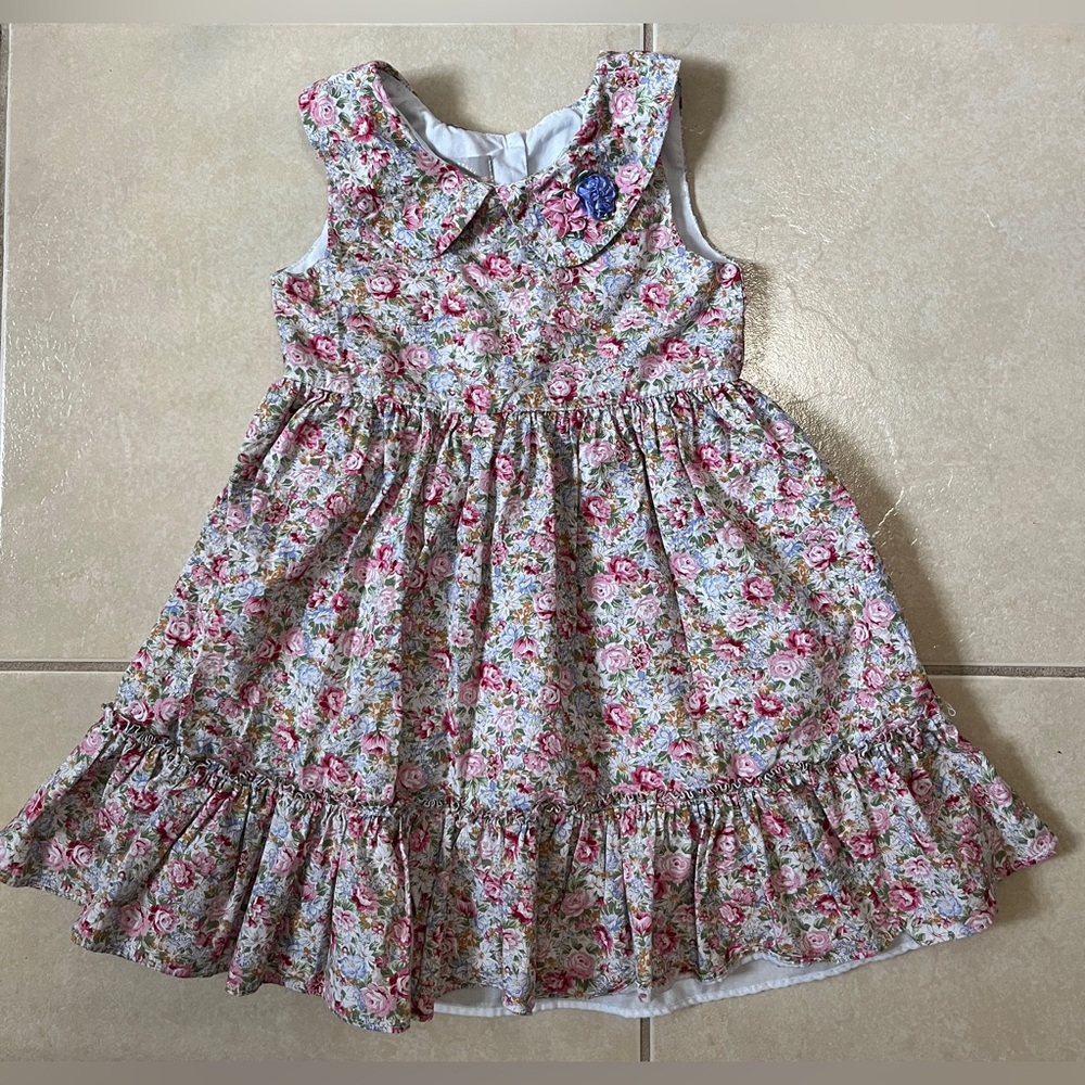 Pastourelle by Pippa and Julie Girls Floral Tiered Dress Size 5 Cottage Summer